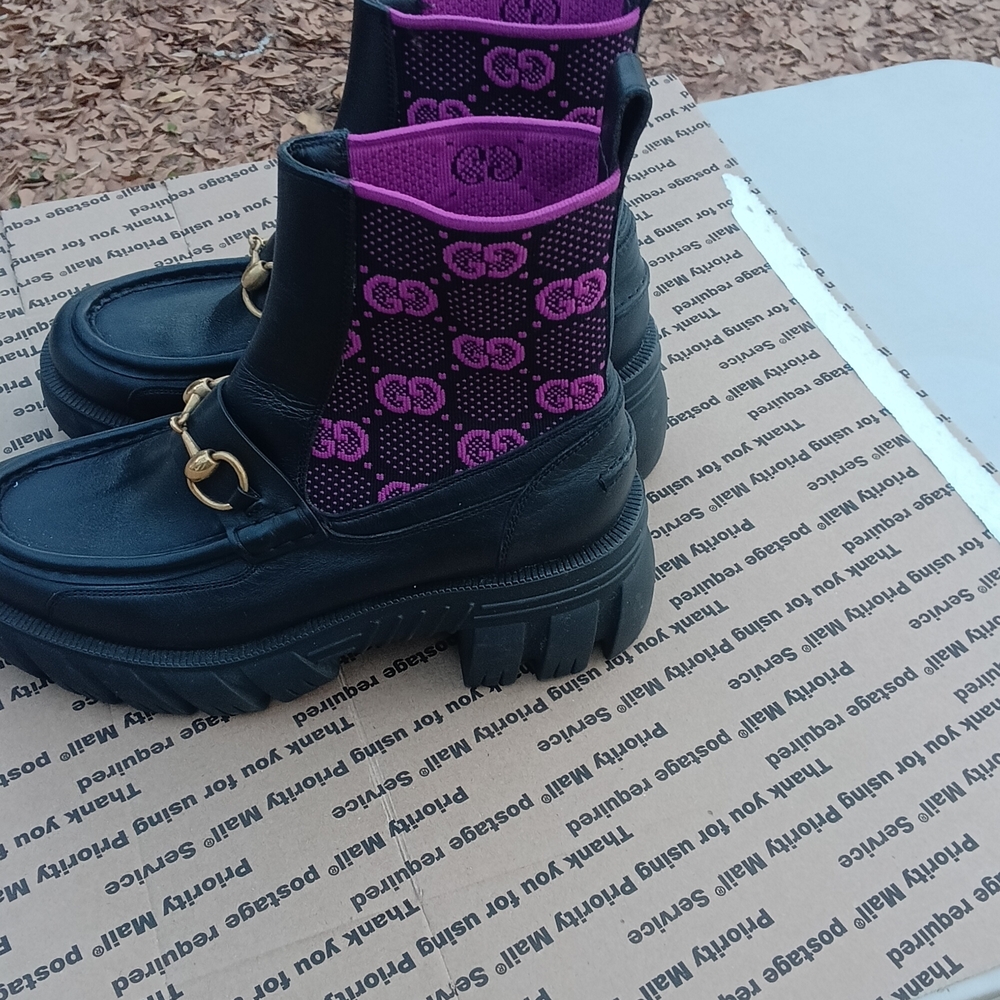 Gucci Black and Purple Ankle Boots - Picture 3 of 8